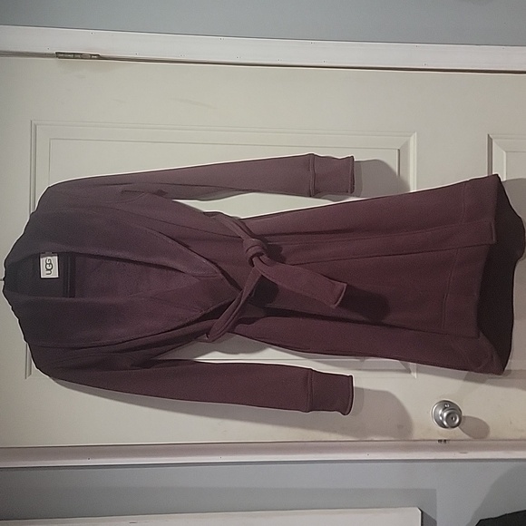 UGG Other - Ugg Duffield Double Knit Shawl Collar Robe Red Wine Heather Belt Large Fleece
